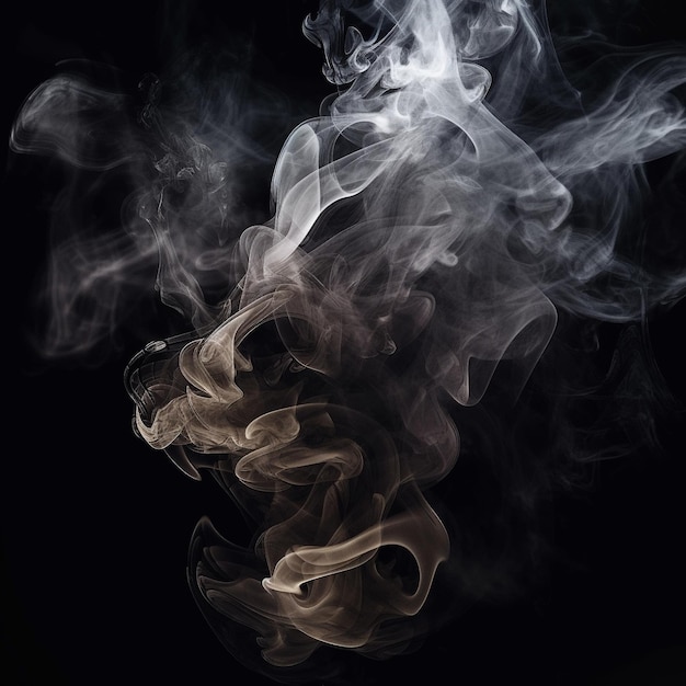 ein Bild von Rauch mit schwarzem Hintergrund.