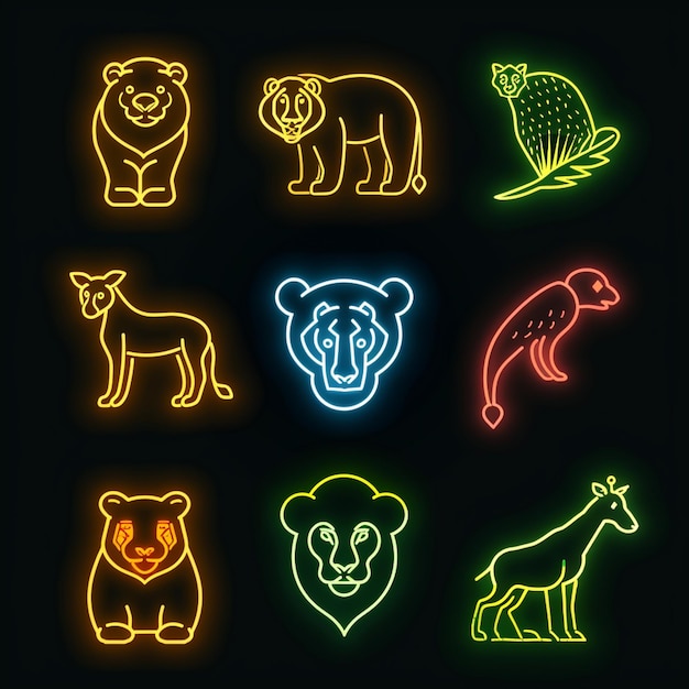 ein Bild von Tieren und Tieren mit einem gelben Licht darauf