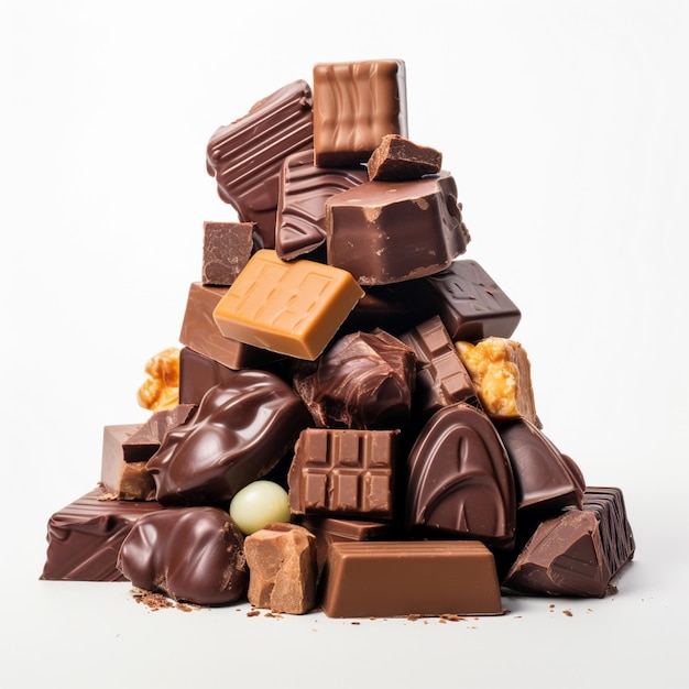 ein Bild von vielen Schokoladen auf einem weißen Hintergrund