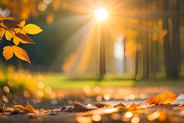 Ein Blatt auf dem Boden, durch dessen Blätter die Sonne scheint