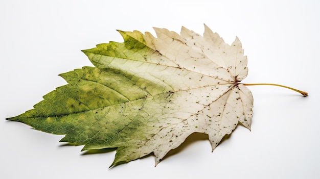 Ein Blatt, das geschält wurde und eine grün-weiße Farbe hat.