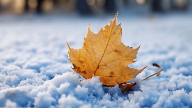 Ein Blatt im Schnee