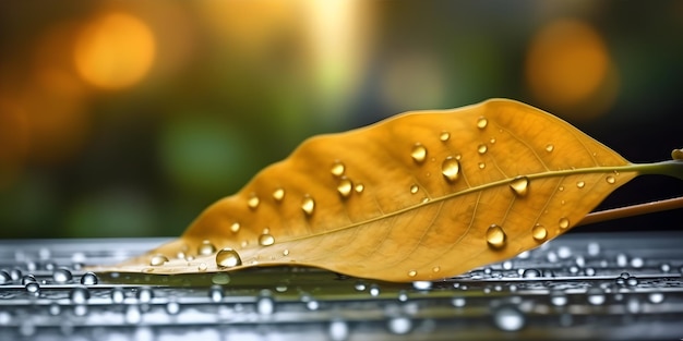 Foto ein blatt mit wassertropfen darauf ist mit tau bedeckt.