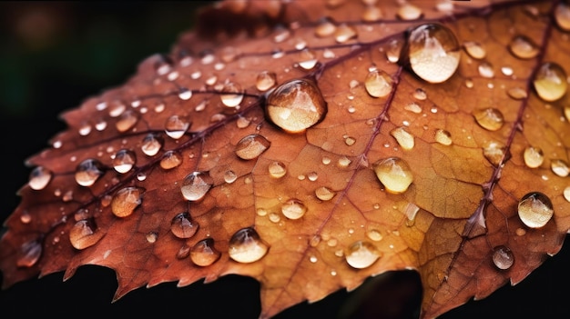 Ein Blatt mit Wassertropfen darauf