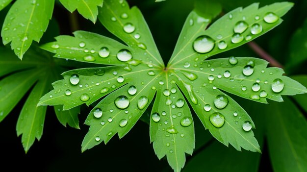 ein Blatt mit Wassertropfen darauf