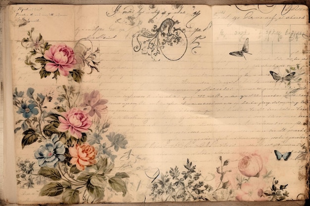 Ein Blatt Papier mit Blumen und einem Zitat aus dem Buch „Das Wort Liebe“.