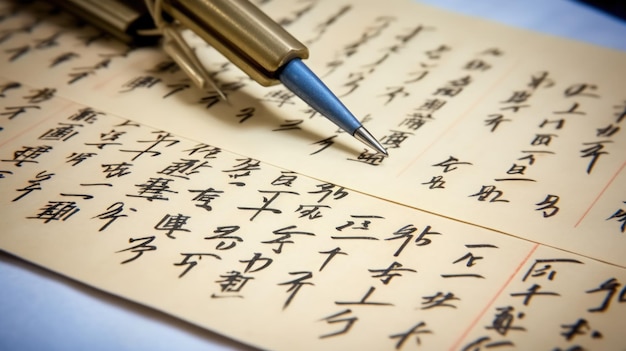 Foto ein blatt papier mit chinesischen alphabeten
