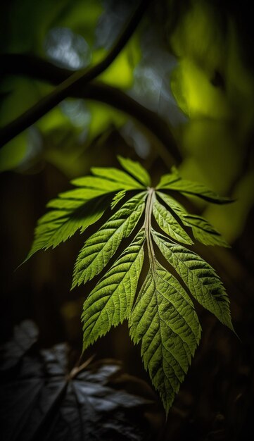 Ein Blatt von einem Baum im Wald