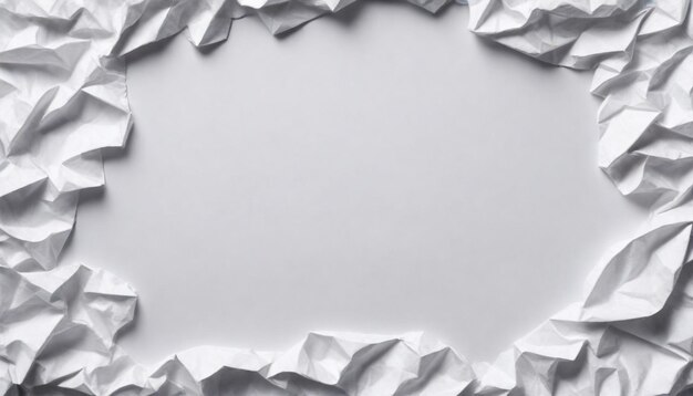 Foto ein blatt weißes papier mit einem bild eines zerknitterten blattes