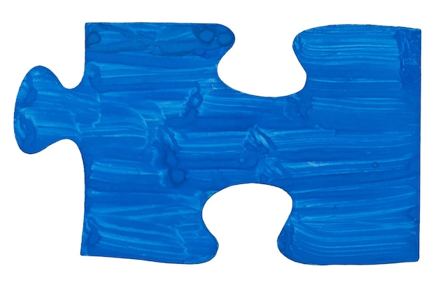 Ein blau bemaltes Puzzleteil