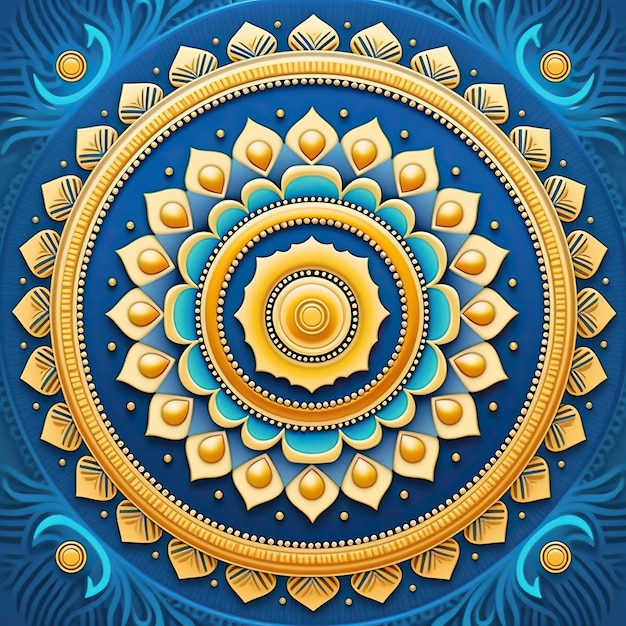 ein blau-goldenes Mandala-Design