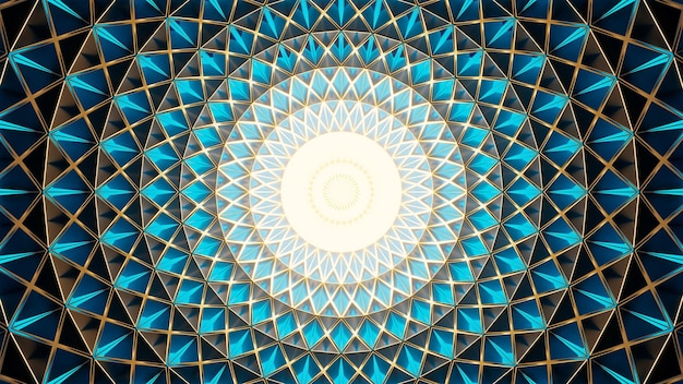 Ein blau-goldenes Muster des Kaleidoskops