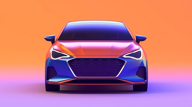 Ein blau-orangefarbenes Auto mit dem Wort Audi auf der Vorderseite.