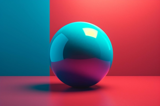 Ein blau-roter Ball sitzt auf einer rot-blauen Oberfläche. Generative KI