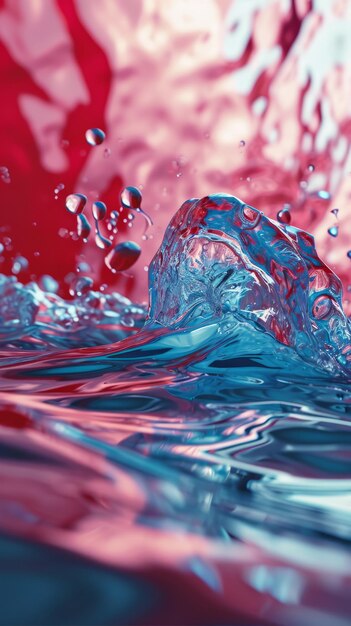 Foto ein blau-rotes wasser mit rotem hintergrund