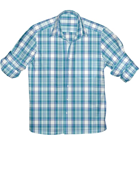 ein blau-weißes Plaid-Hemd mit einem blauen Schachhemd darauf