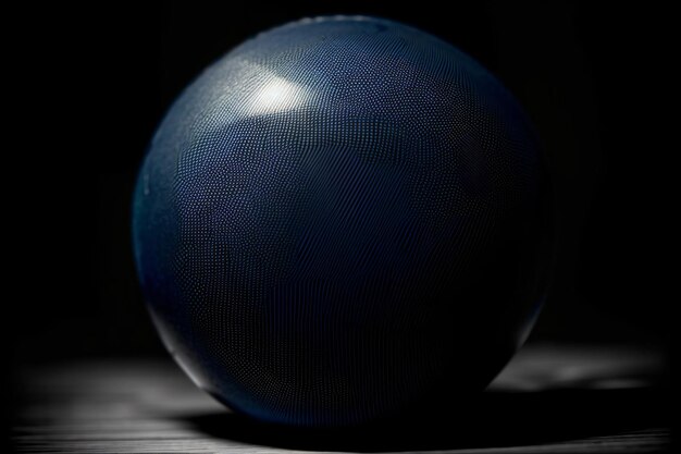 Ein blauer Ball auf einem Holzboden