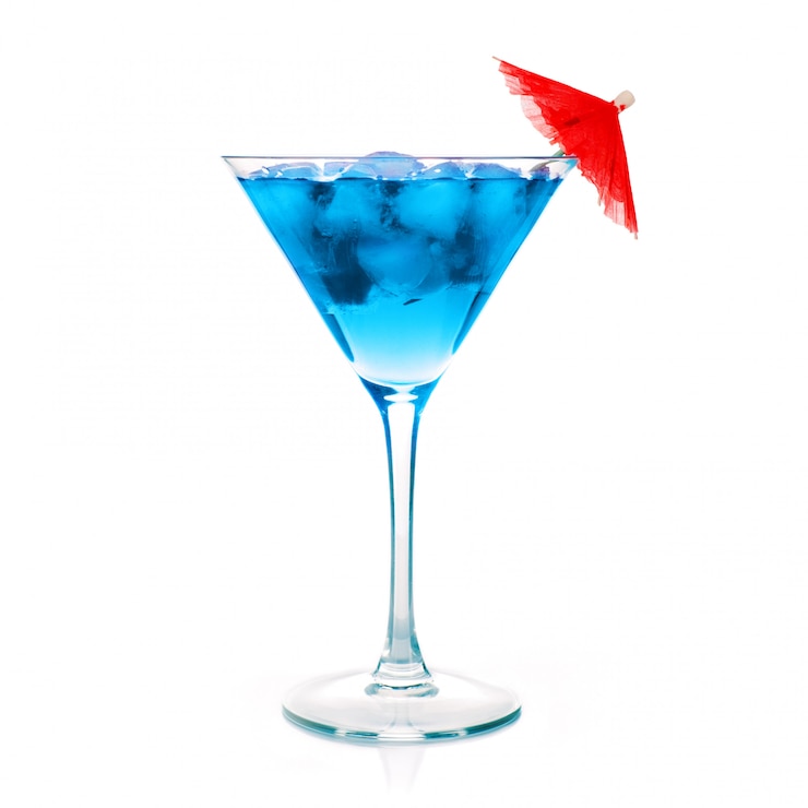 Foto ein blauer cocktail-martini