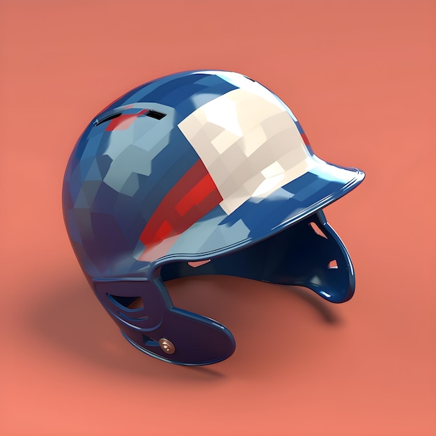 Ein blauer Helm mit einem roten Streifen