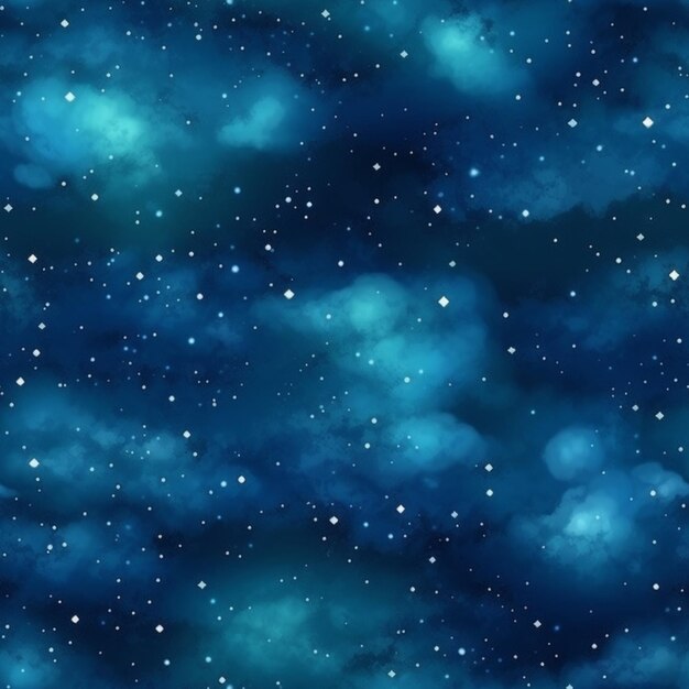 ein blauer Himmel mit Sternen und Wolken im Hintergrund generativ ai