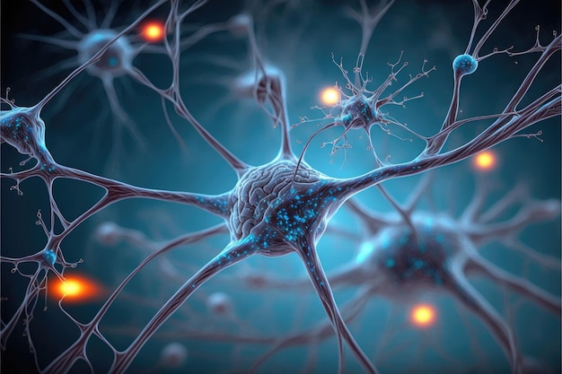 Ein blauer Hintergrund aus Neuronen