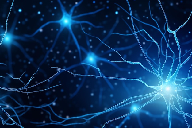 Ein blauer Hintergrund mit den Wörtern Neuron darauf