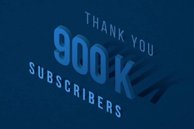 Ein blauer Hintergrund mit der Aufschrift „900 k“ und der Aufschrift „subscribers“ darauf.