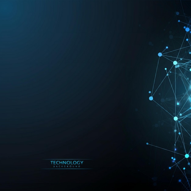ein blauer Hintergrund mit einem Design, das sagt, Technologie