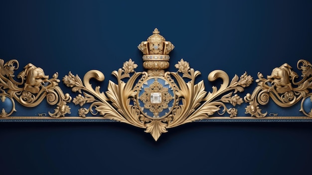 Foto ein blauer hintergrund mit einem königlichen design, das eine website für eine goldagentur zeigt, die königliche essenz mit komplizierten details und designelementen, die raffinesse vermitteln