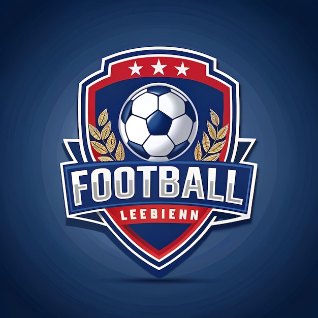 Ein blauer Hintergrund mit einem Logo für den Fußballverein