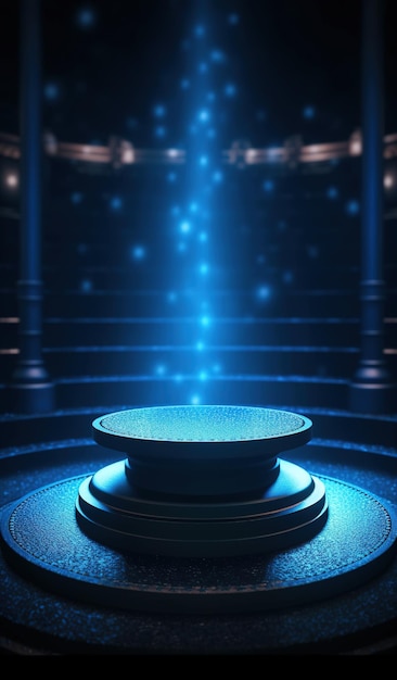 Ein blauer Hintergrund mit einem runden Tisch und den Worten „das Wort“ darauf.