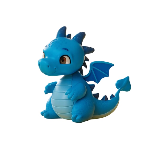 Ein blauer, hübscher Drache mit weißem Hintergrund