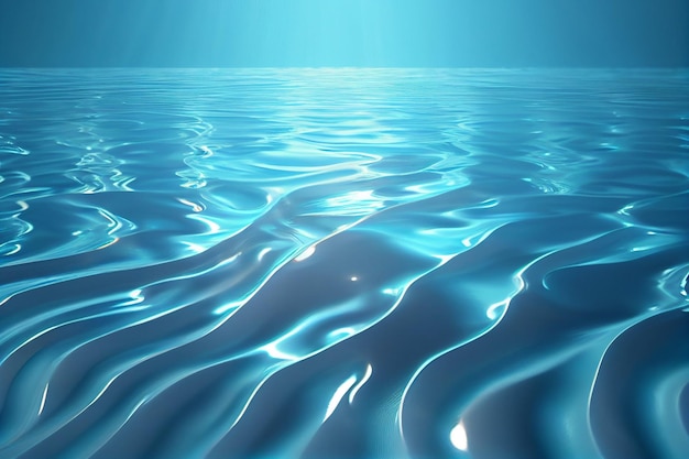 Ein blauer Ozean mit Licht, das auf das Wasser scheint