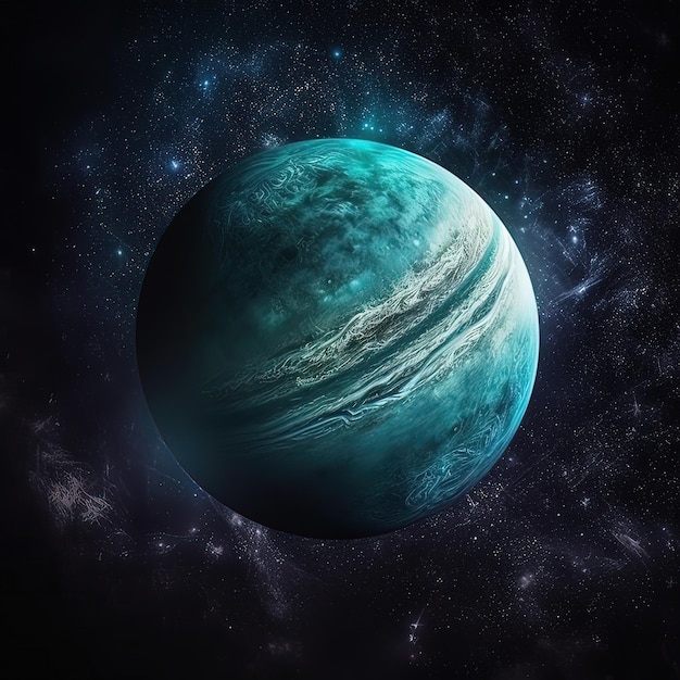 Ein blauer Planet mit Sternen im Hintergrund