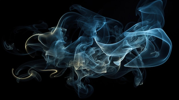 Ein blauer Rauch wirbelt vor einem schwarzen Hintergrund.