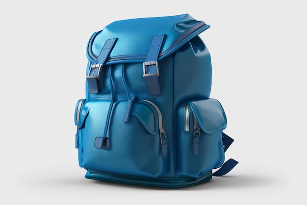 Ein blauer Rucksack lokalisierte weißen Hintergrund