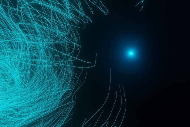 Ein blauer Stern am Rand des Energiewirbels 3D-Rendering