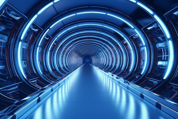 Ein blauer Tunnel mit einem Licht darauf