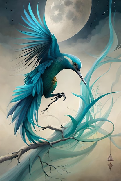 ein blauer Vogel mit einem gelben Fleck auf dem Rücken ist ein Vogel mit langem Schwanz.