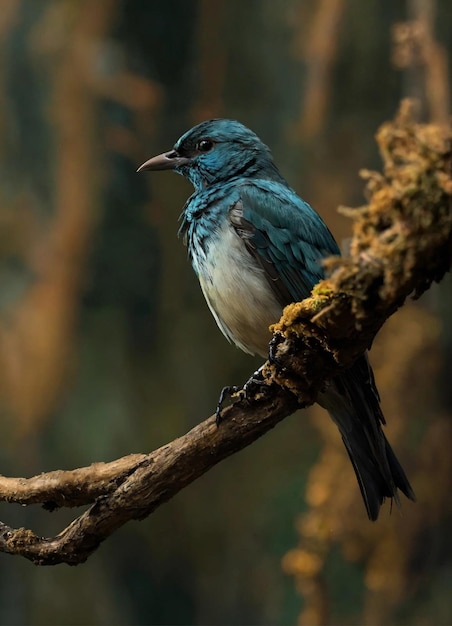 ein blauer Vogel sitzt auf einem Zweig mit einer weißen Brust