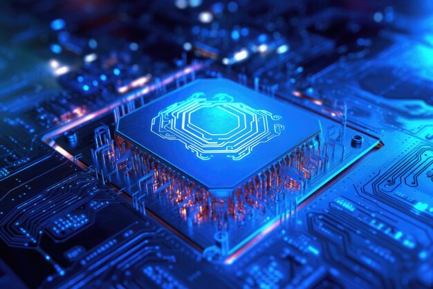 Ein blaues Bild eines elektronischen Chips