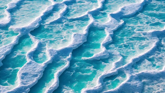 Ein blaues Eis ist mit blauem Wasser bedeckt