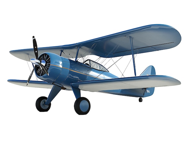 ein blaues Flugzeug mit einem Propeller