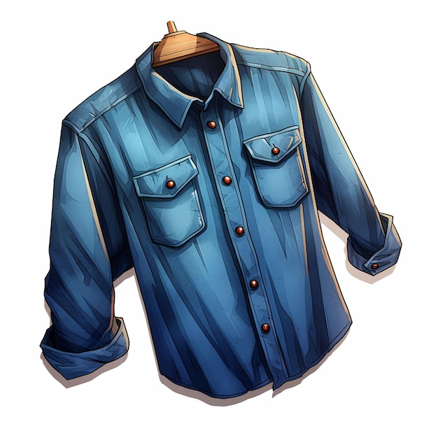 ein blaues Hemd mit einem Knopf nach unten und einem blauen Hemd auf der Vorderseite