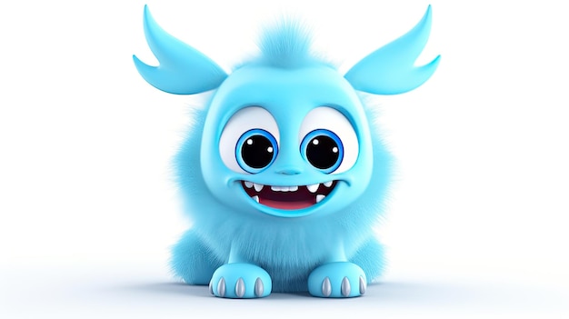 ein blaues Monster mit großen Augen und einem großen Lächeln.