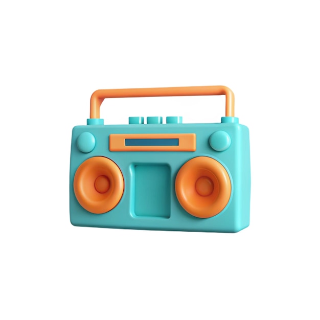 ein blaues Radio, das von der Firma des Radios hergestellt wird