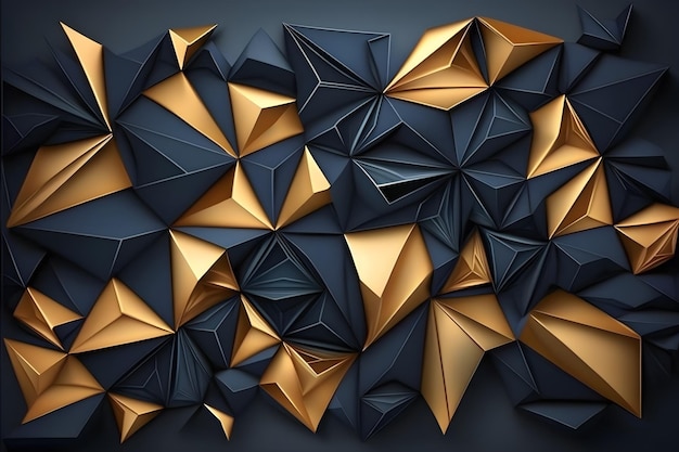 Ein blaues und goldenes geometrisches Design mit blauem Hintergrund