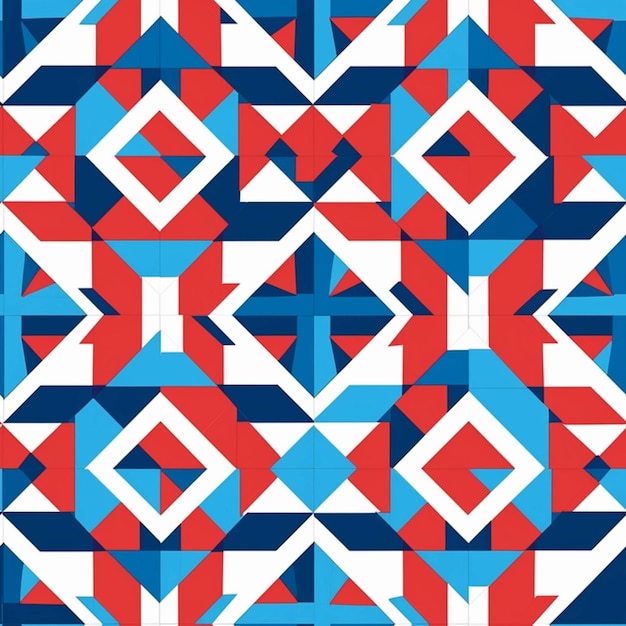 Ein blaues und rotes geometrisches Muster mit einem generativen KI auf weißem Hintergrund