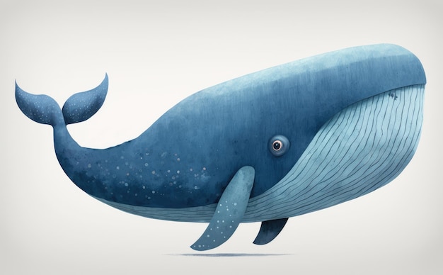 Ein Blauwal mit einem blauen Schwanz und einem Schwanz. ai aquarellillustrationen im cartoon-stil ai generiert