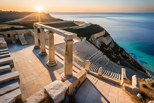 Ein Blick auf das griechische Theater bei Sonnenuntergang